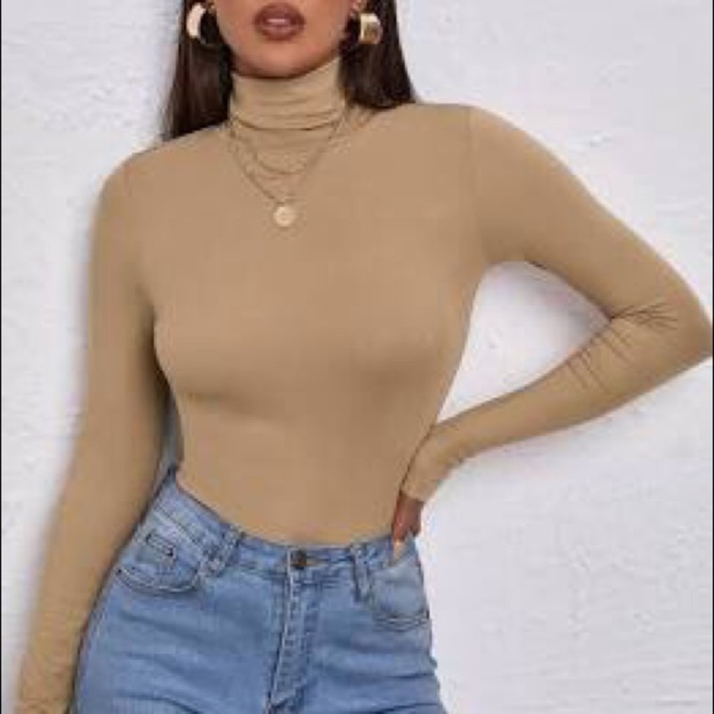 Topshop nude turtleneck basic essential top.